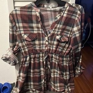 Maternity plaid shirt size large